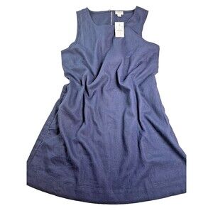 J Crew NWT womens paperbag navy linen sleeveless dress sz 10P retail $89.50
